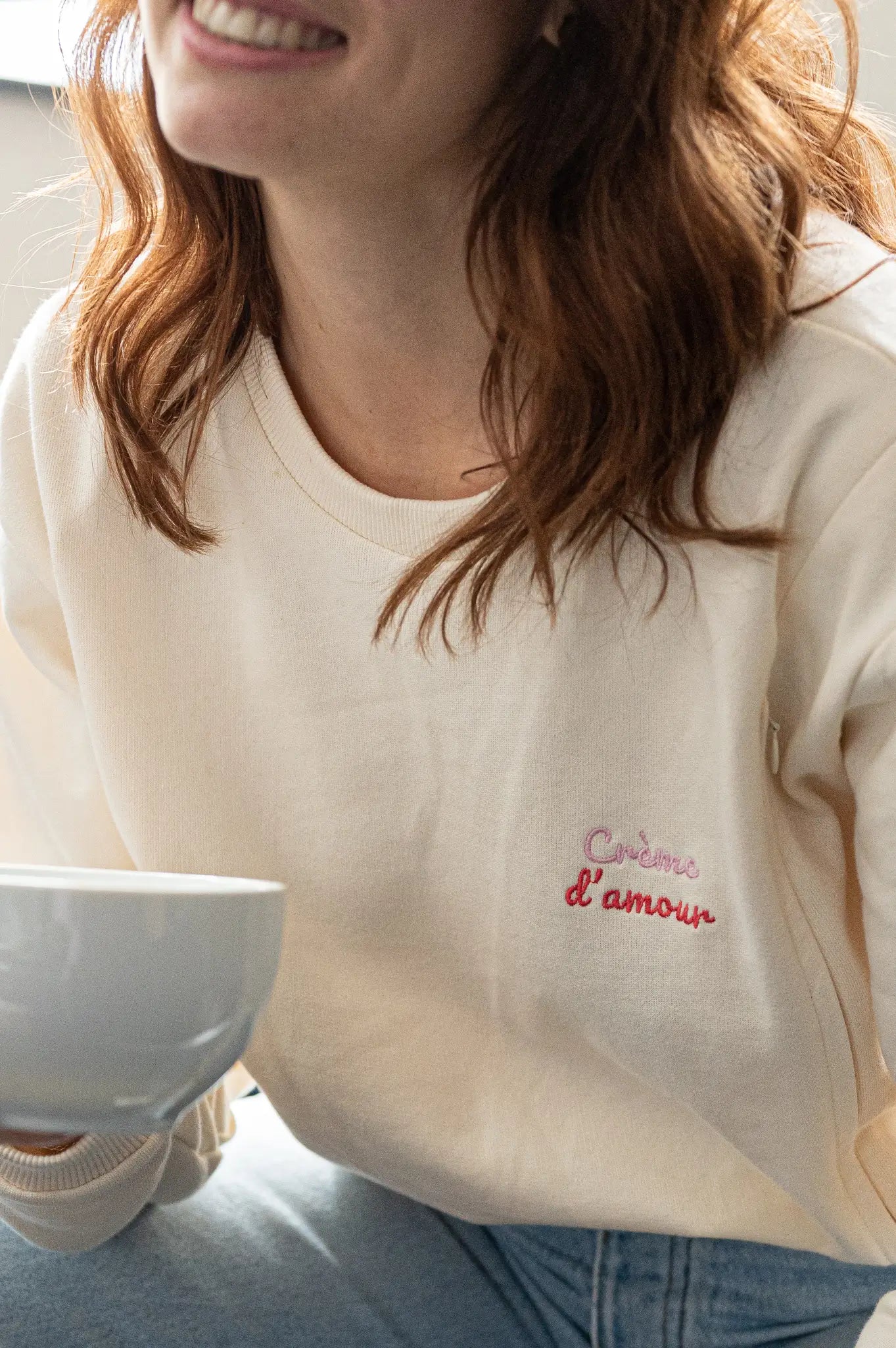 pull crème d'allaitement crème d'amour compatible avec la grossesse en coton, fabriqué en europe