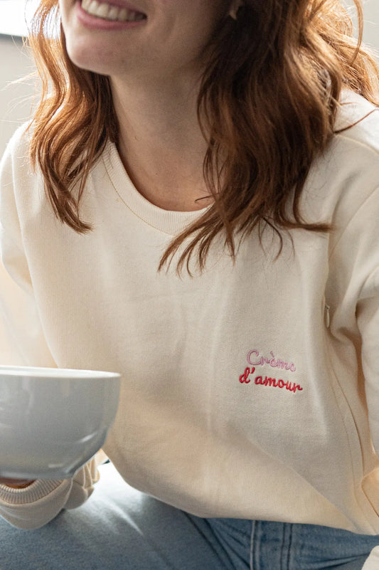 pull crème d'allaitement crème d'amour compatible avec la grossesse en coton, fabriqué en europe