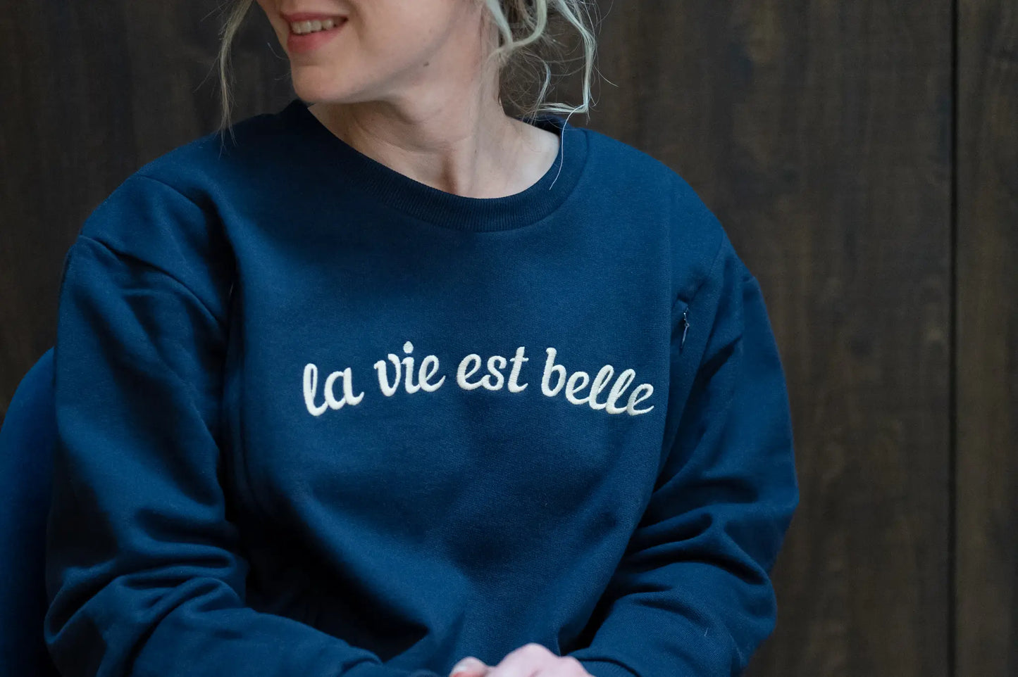 sweat maman grossesse et allaitement brodé la vie est belle