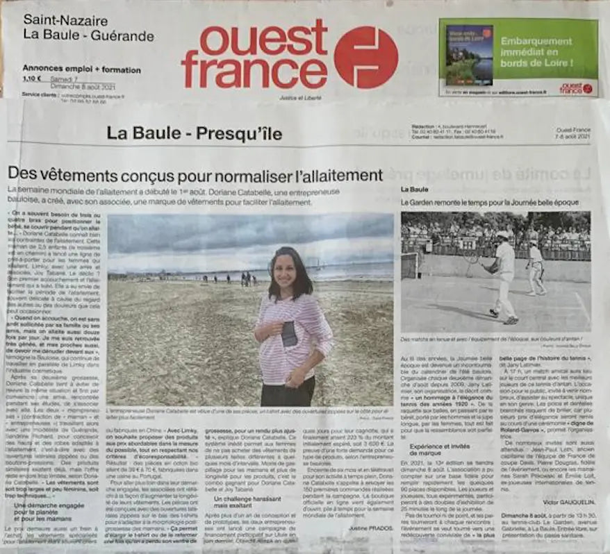 ouest france marque locale LIMKY de vêtement d'allaitement