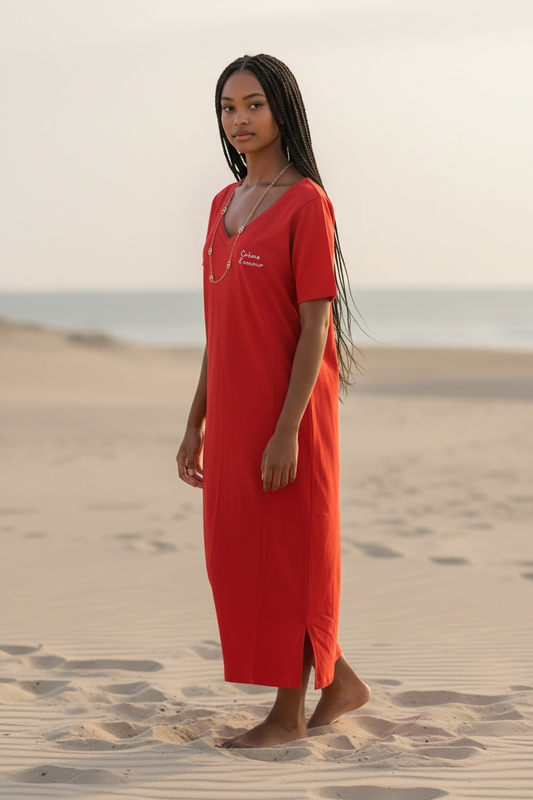 Robe Longue Grossesse et Allaitement "Crème d'Amour"