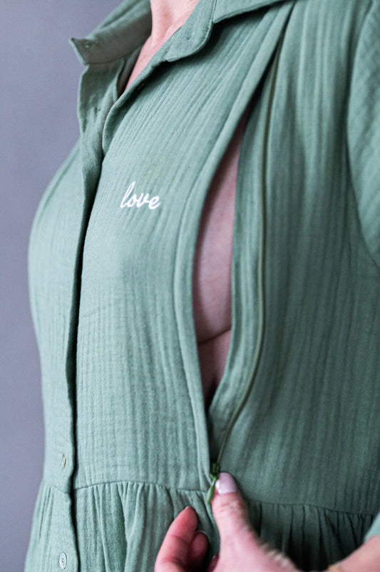 robe allaitement gaze de coton avec zips YKK