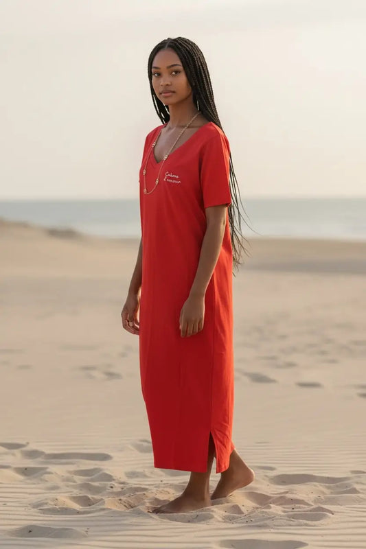 Robe Longue Grossesse et Allaitement "Crème d'Amour"