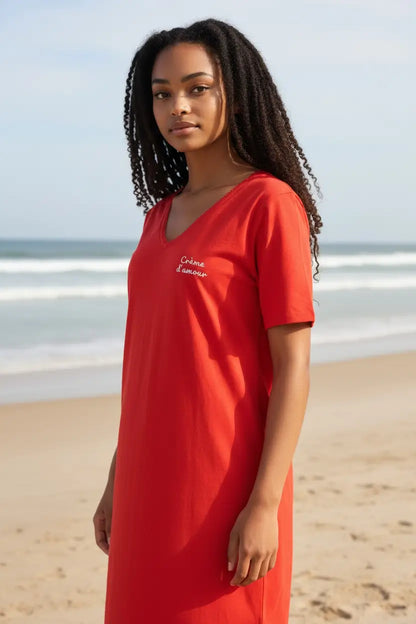 Robe Longue Grossesse et Allaitement "Crème d'Amour"